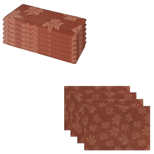 PurpleEssences Rustic Damask Maple Leaves Fall Table Napkin (18x18 Inch