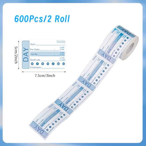 2 Rolls 600 Pieces Removable Freezer Labels, 2 x3 Inch Food Labels for Containers Date Stickers for Freezer Easy to Remove - Thumbnail 2