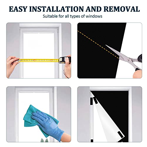 Reepow Black Out Blinds For Window 118''X57'', 100% Blackout Curtains For Bedroom Portable Easy To Install, Room Darkening Temporary Blackout Shades For Baby Nursery, Dorm Room, Travel Use, Black #TOP3