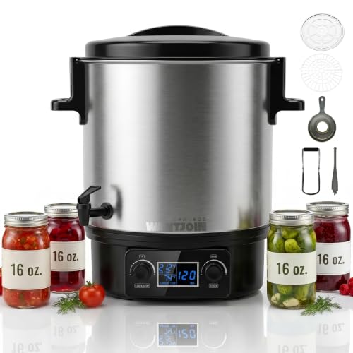Wantjoin Electric Canner - 28.5QT Large Capacity 1500W Fast Heating Intelligent Digital Control Electric Water Bath Canner for Canning Jams Sauces Pickles with Safety Handles & Easy Drainage