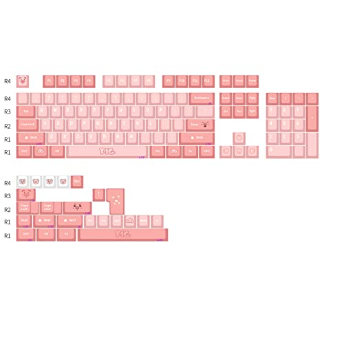 Teclas PBT rosa DRAOZA de 135 piezas para teclados mecánicos Cherry MX y Gateron