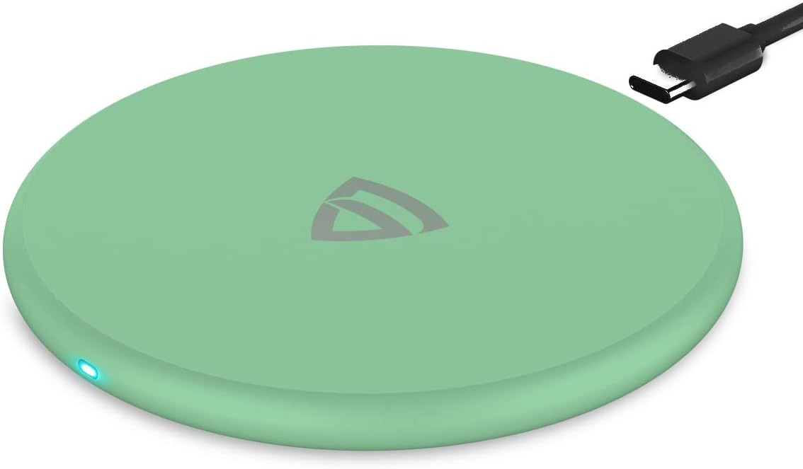 RAEGRArc 400 15W Type-C PD | Made in India | Qi-Certified Wireless Charger with Fireproof ABS for iPhone 16/15/14/13/12 Series, Galaxy S25/S24/S23/S22 Note20/10+ Series, OnePlus 9/9 Pro - Green