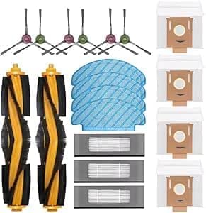 Zubehör für Ecovacs Deebot N8 N8 Pro N8 Pro+ T8 T8+ T8 AIVI T8 Max T9 T9+ Saugroboter 1 Hauptbürste 3 Filter 4 Wischpads 6 Staubbeutel 4 Seitenbürsten(18 Stück)
