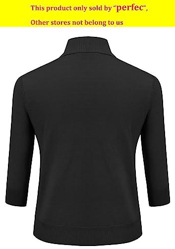 Astoseu Women's 3/4 Sleeve Cropped Cardigan Sweater Bolero Open Front Short Shrugs For Dresses Black Xxl #TOP1