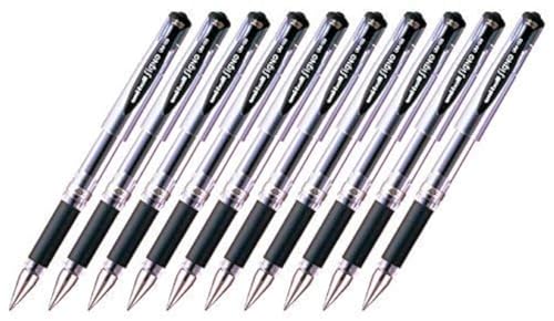 Stylo gel Uni-ball Signo UM-153 noir encre roller pointe large 1.0mm lot de 10 papeterie bureau