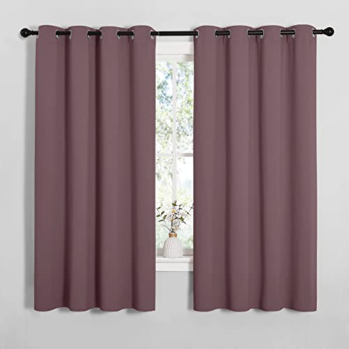 Image of NICETOWN Bedroom Curtain Panels Blackout Draperies, Dry Rose, 1 Pair, 55 by 68-inch, Thermal Insulated Solid Grommet Blackout Curtains /Drapes