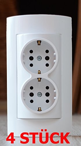 Preisvergleich Produktbild 4 STÜCK Aufputz Steckdose 2 Schuko steckplätze
