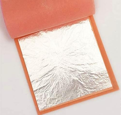 Gold leaf company Leaf Silver Leaf, 99.9% Pure Silver Leaf Varakh Foils 75pcs 5'' x 3'' for Sweets Deco,Cake Baking,Chocolate,Supari,Serums,Ayurvedic