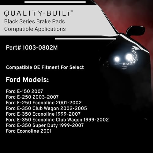 Image of QUALITY-BUILT Rear Semi-Metallic Brake Pads, Black Series 1003-0802M, Compatible with 1999-2007 Ford (E-150,E-250,E-250 Econoline,E-350 Club Wagon,E-350 Econoline,E-350 Econoline Club Wagon,E-350)