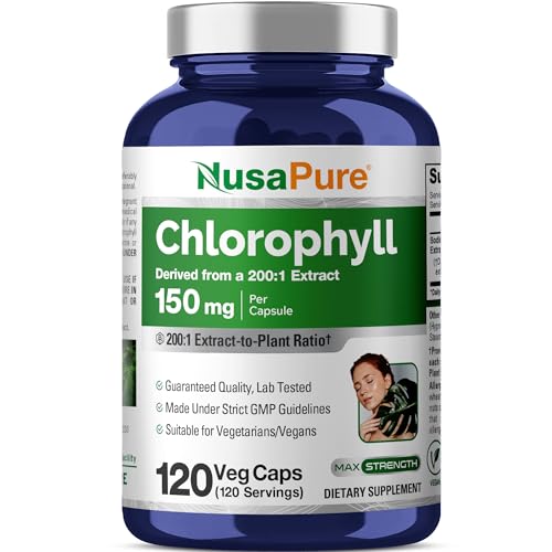 NusaPure Chlorophyll Capsules, 150 mg, 120 Veg Capsules (Non-GMO, Vegan) NusaPure Chlorophyll Capsules, 150 mg, 120 Veg Capsules (Non-GMO, Vegan)