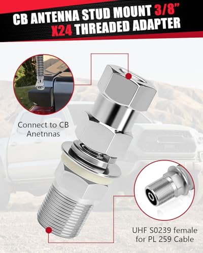 Image of Tacoma Tailgate Antenna Mount with SO-239 CB Antenna Stud Adapter Combo Kit, Tailgate CB Antenna Bracket Fits 2016-2023 3rd Gen Tacoma (Driver Side)