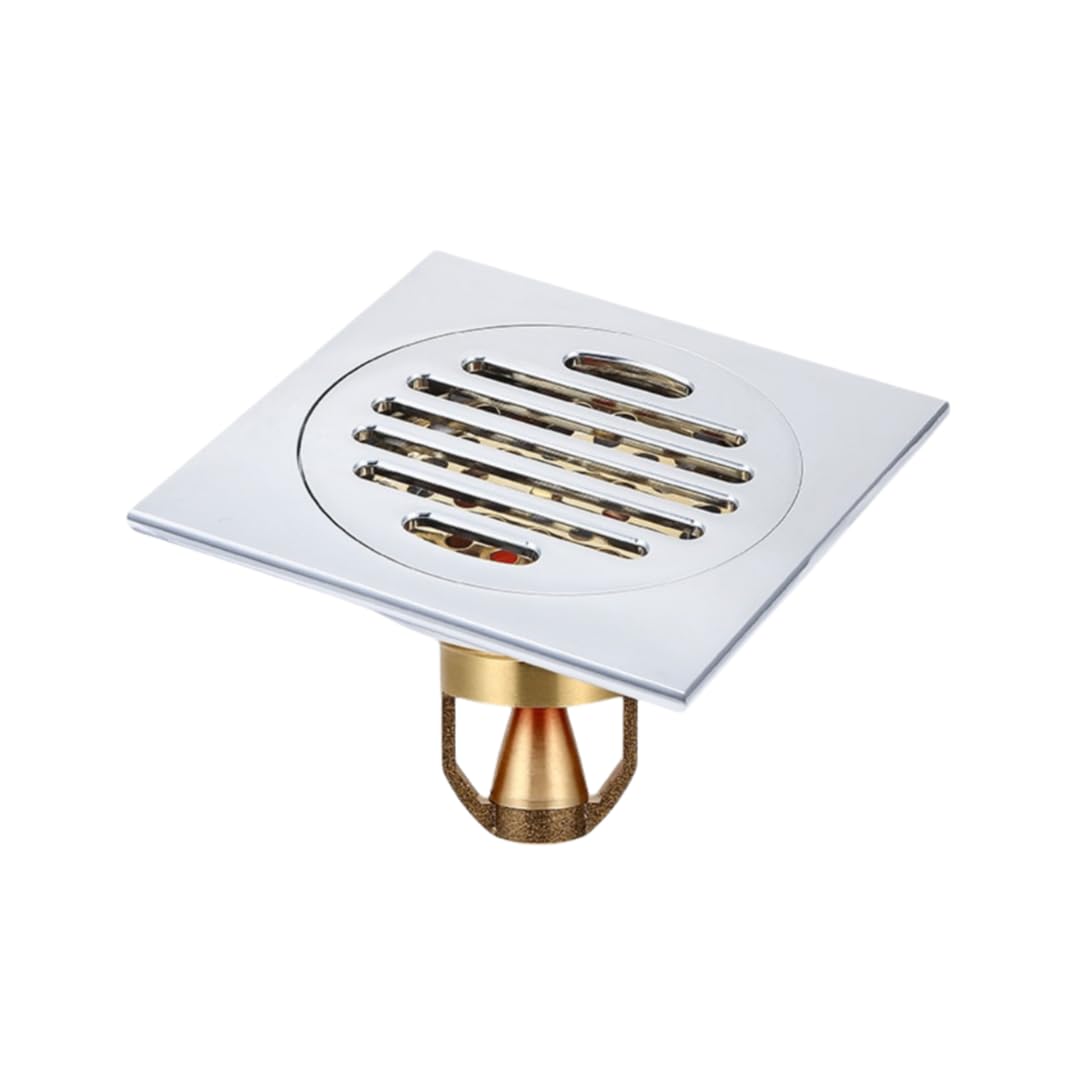 KJdxfhFH Bathroom floor drains, Hair Strainer Copper Floor Drain Deodorizing Bathroom Universal(Chrome Plating,Single use)