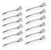 Drayas 12Pcs/set 3.7 Inches Metal Hair Clips for Styling and Sectioning,Dividing Duck Bill Clips with Prevent slippery Holes, Professional Salon Hair Clips for Women and Girls (Silver)