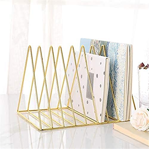 9 Slot Magazine Holder, Desktop File Sorter Organizer Triangle Bookshelf Decor Home Office (Color : B, Size : 26x18x18cm… - Image 5