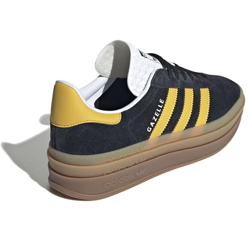 adidas Women's Gazelle Bold Shoes Sneaker, Core Black/Bold Gold/Cloud White, Size 7.53