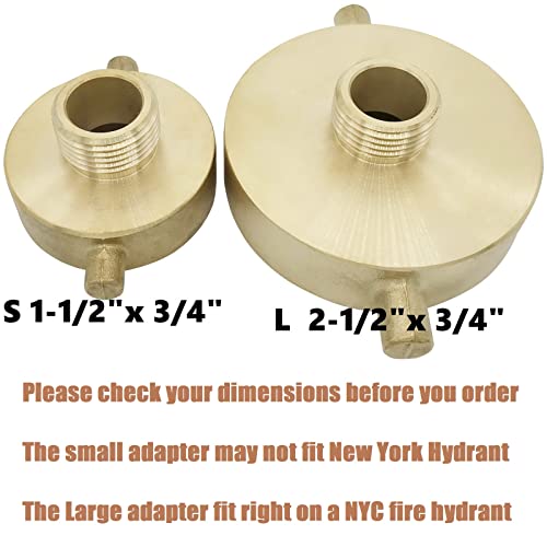 Springspray 2-1/2" Nst (Nh) Female X 3/4" Ght Male Brass Fire Hydrant Adapter With Pin Lug Brass Fire Equipment Brass Hydrant To Garden Hose Adapter #TOP3