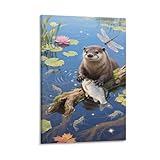 Toile de qualité supérieure Loutre d'Europe : art abstrait moderne mural. Il s'agit d'une impression sur toile haute définition de qualité archive avec des images aux couleurs vibrantes imprimées sur toile pour une longue durée sans décoloration.