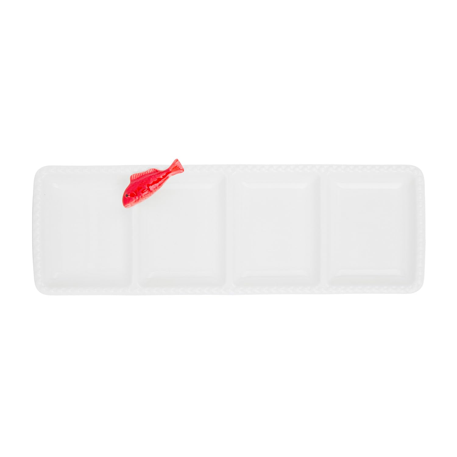 KASANOVA Antipastiera 4 Scomparti Ceramica Pesce Sea