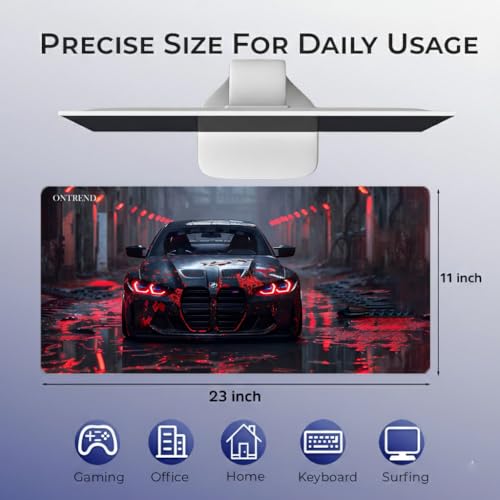 Image of ON TREND Extended Gaming Mouse Pad, Large Desk Mat with Non-Slip Rubber Base, Smooth Control Surface, 23 x 11 Inch (Car)
