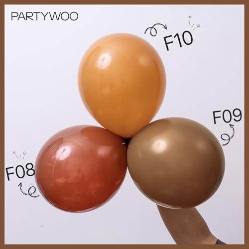 Image of PartyWoo Dark Brown Balloons 140pcs Different Sizes of 18 12 10 5 Inch Boho Neutral Coffee Tan Balloon Arch Kit Garland for Birthday Boy Baby Shower Jungle Safari Fall Party Decorations Brown-F08