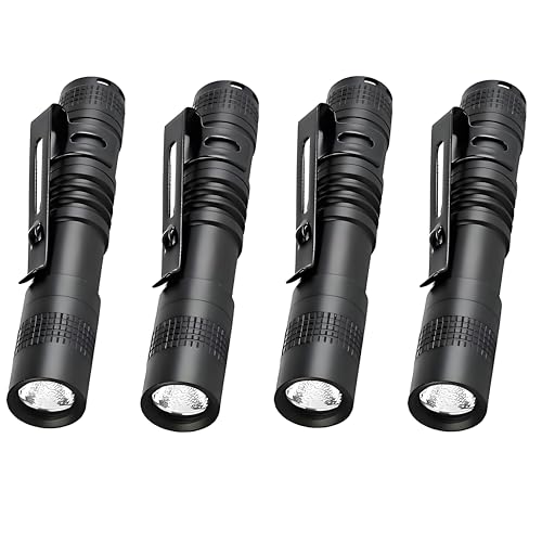 Pocketman Portable Mini LED Flashlight Belt Clip Pen Light Tactical Torch(9 CM) (4 Pack)
