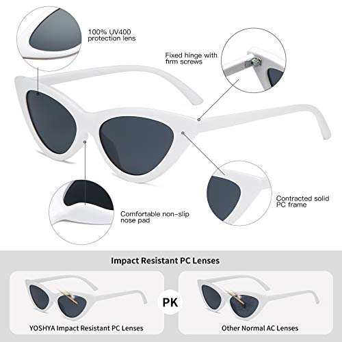 Image of Retro Vintage Narrow Cat Eye Sunglasses for Women Clout Goggles Plastic Frame