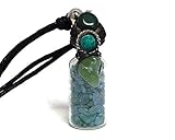 Mia Jewel Shop Healing Chip Stone Glass Wishing Bottle Tumbled Gemstone Crystal Pendant Chrysocolla Adjustable Necklace - Womens Fashion Handmade Jewelry Boho Accessories (Amazonite/Green Agate)