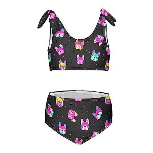 Image of Raccoon and Paw Print Pattern Girls Bikini Sets 2 Piece Swimsuits Bathing Suit Swimwear