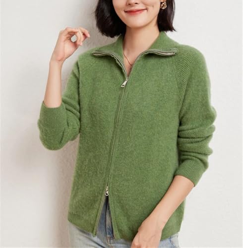 Double Zipper Cardigan Women Merino Wool Sweater Autumn Winter Long Sleeve Casual Cashmere Knitwear Tops3