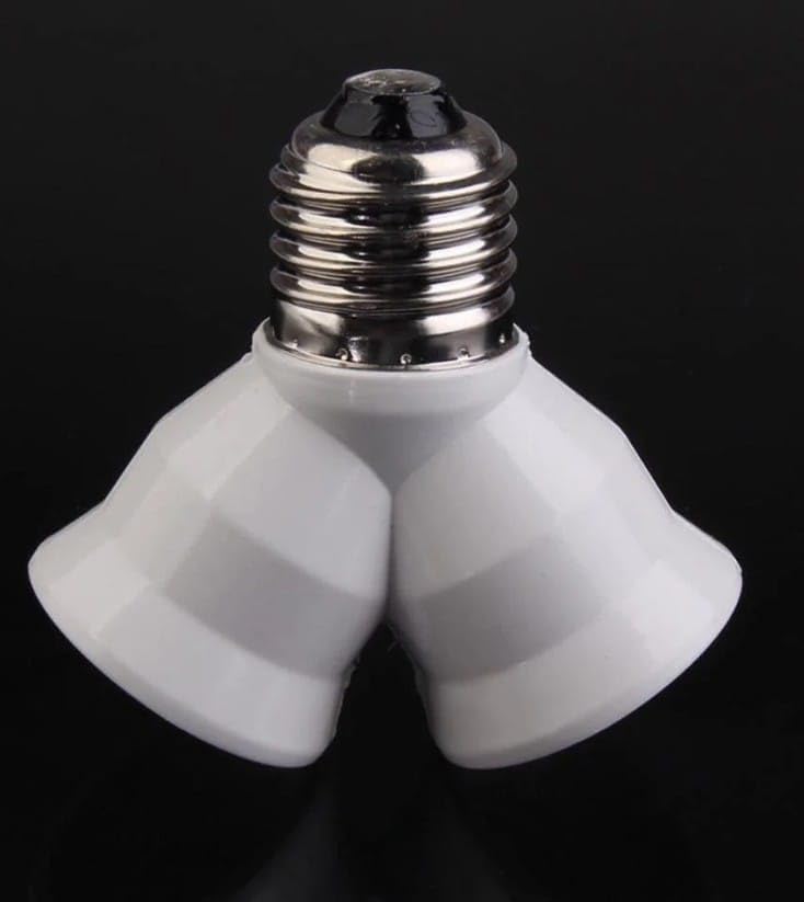 Bulb Convertor Holder Lamp Base Socket Screw to Light Bulb Adapter Converter for Edison Type Filament Lamp (B22,E27,E14) Base Adapter (E27 to E27+E27) Pack of 2