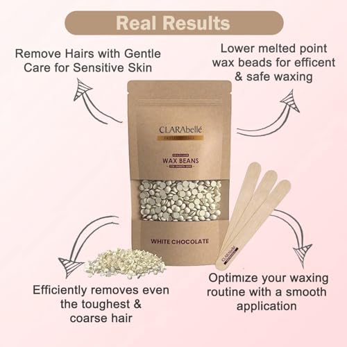 Image of Unisex Adult Hair Removal Brazilian Hard Wax Beans For Face, Eyebrow, Back, Chest, Bikini Areas, Legs, Arms And Beards | White Chocolate (White Chocolate, 200 Gram)