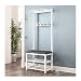 LHHL Perchero con Zapatero Banco Armario Multifunción Ganchos de Doble Capa cojín de Cuero Marco de Metal Estilo Industrial para Dormitorio Corredor Sala (Color : White, Size : 60x33x170cm)