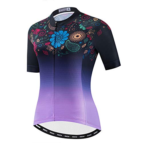 Women Cycling Jersey Top MTB Bicycle Clothing Female Team Cycle Wear Bike Purple XXL
