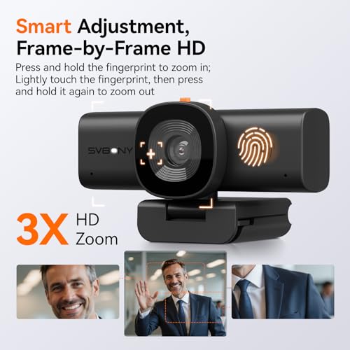 Image of SVBONY 2K Webcam for PC, Computer Camera with Low-Light 3D Noise Reduction&Dual AI-Noise Canceling Mics, Web Cam with Privacy Cover, USB A-to-C, Plug&Play PC Camera for Video Calling,Teams,Streaming