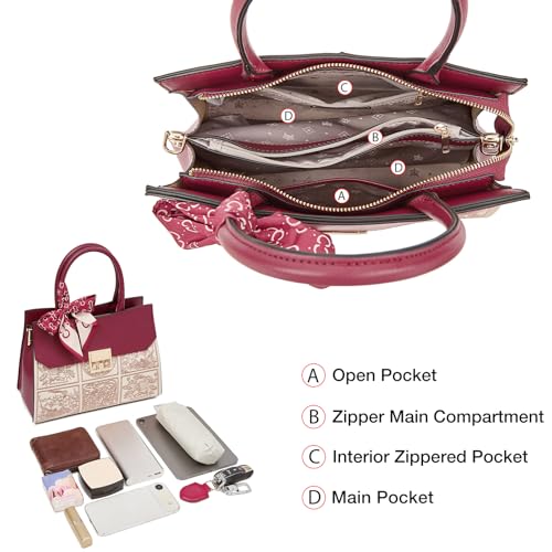 Image of FOXLOVER Medium Tote Bag for Women Designer Vintage Satchel Handbags Top-handle Purses