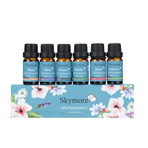 Skymore Ätherische Öle Set, Reine Duftöle Geschenk Set, Naturrein Essential Oils für Diffuser/Duftlampen Geeignet, Aroma Diffuser Öl, Lavendel, Minze...