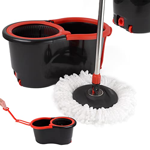 DIVCHI Drehmopp und Eimer-Set, Bodenreinigung, Wischeimer mit Wasserauslassstopfen, praktische Räder und ausziehbarer Griff – Bild 3
