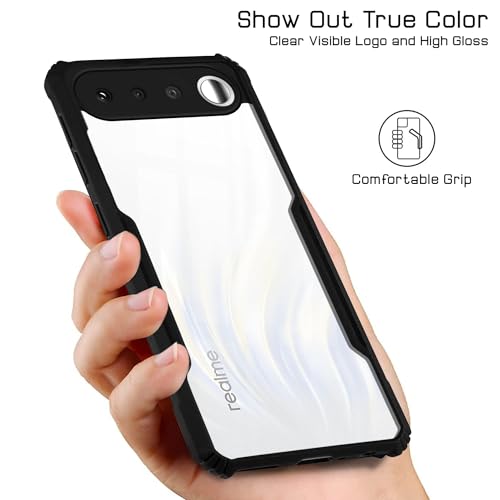 Image of Jkobi Hybrid Back Cover Case for Realme 16 (Shockproof with Polycarbonate Clear Panel | Professional Black)