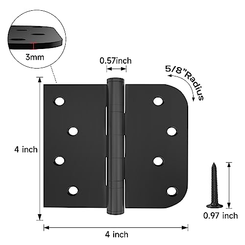 Hinges, Matte Black Door Hinges 4 Inch Stainless Steel Hinges Ball Bearing Silent Hinges Interior Door Hinge With Square Rounded 5/8" Radius Corner Hinges #TOP5