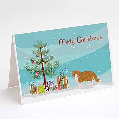 Caroline's Treasures CK4622GCA7P Exotic Shorthair #3 Cat Merry Christmas Greeting Cards and Envelopes Pack of 8 Blank Cards with Envelopes Whimsical A7 Size 5x7 Blank Note Cards
