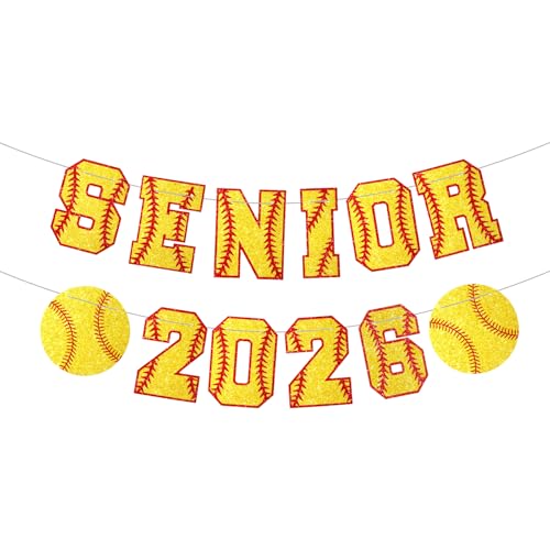 Fuyoooo Softball Graduation Party Decorations Senior 2026 Graduation Banners Softball 2026 Senior Night Decorations Sport Theme Supplies for Player Gift Sport Party Favors
