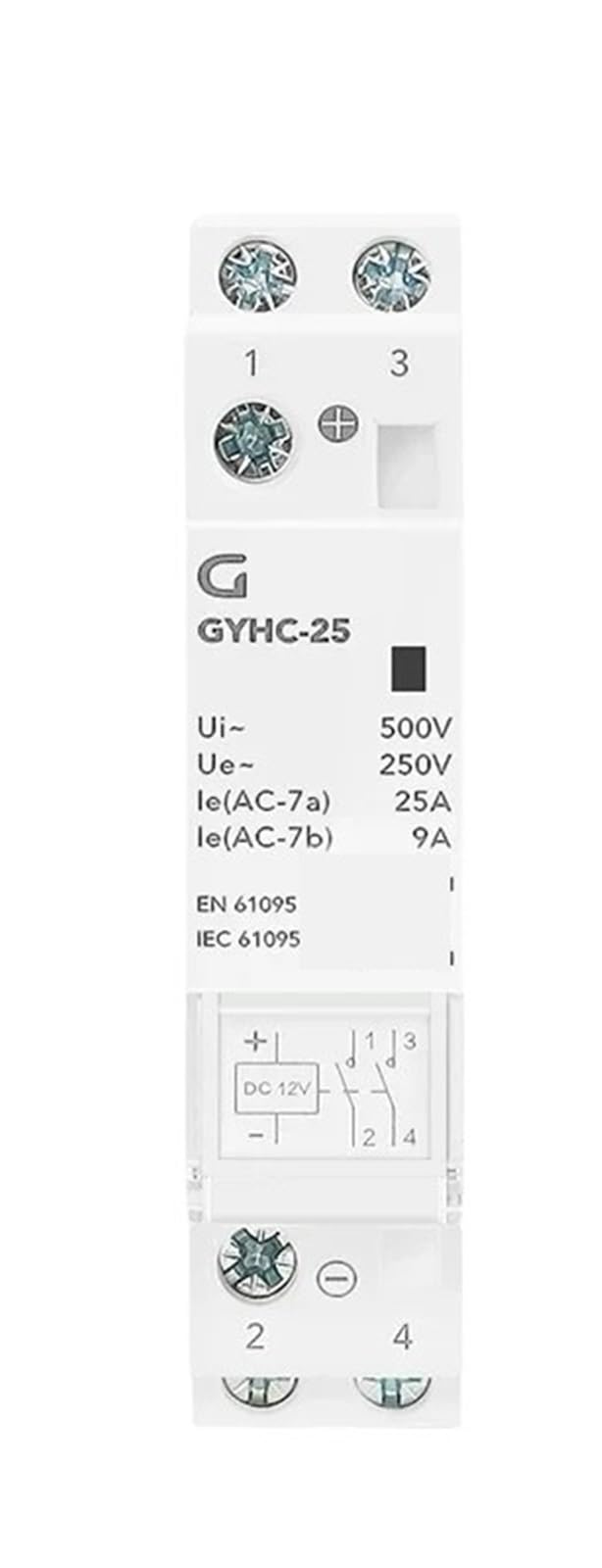 Contactor DC12V DC24V Voltaje de bobina 25A 2NO 2NC 1NO1NC 50/60Hz AC220V Voltaje principal