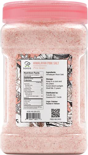 Soeos Himalayan Salt Fine Grain, 80Oz (2.25Kg), Non-Gmo Himalayan Salt, Natural Pink Salt, Kosher Pink Sea Salt, Nutrient And Mineral Dense For Health, 5 Pound (Pack Of 1) #TOP1