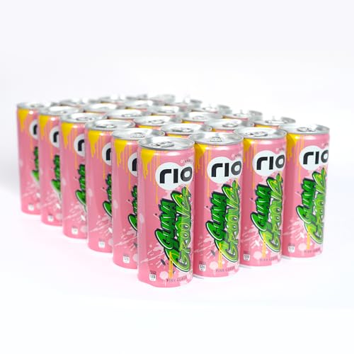 Image of Rio Pink Guava Fruit Drink Can | Soft Drink | Exotic Fruit Juice + Fizz | Rich In Vitamin C and Honey | Pack of 24 | 250 ml