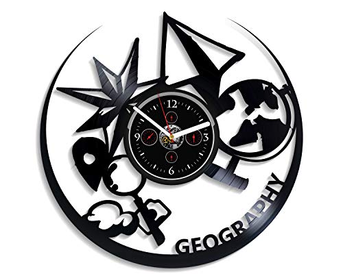 Handmadecorp Geography Wall Clock Vintage Vinyl Record Retro Wall Clock Large Geography Art Study Geography Wall Clock 12 Inch Birthday Gift Geography Gift New Year Gift School Exclusive Wall Clock #TOP17