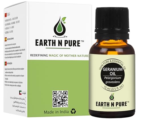 Image of Earth N Pure Geranium Essential Oil for Aromatherapy, Hair, Skin and Face Care | 15 ML
