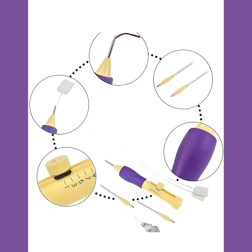 Image of Lecraft Punch Needle Set for Beginners - 3 Needle Sizes Threader, Embroidery Pen with Instructions - DIY Craft & Embroidery Tool - Purple