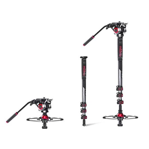 miliboo MTT705 Carbon Fiber Portable Fluid Head Camera Monopod for Camcorder/DSLR Stand Professional Video Tripod 72" Max Height with 10 Kilograms Max Load Capacity