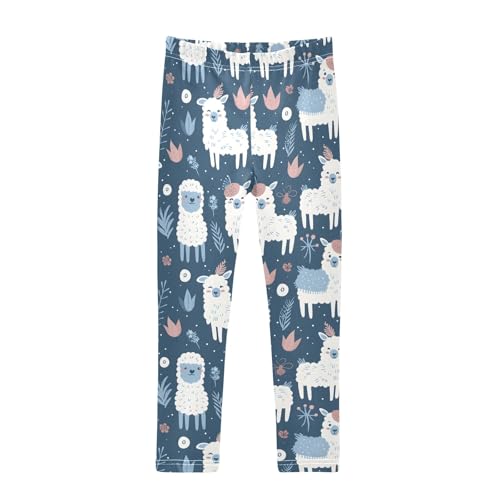 White Alpacas O Girls Leggings Athletic Pants Tights Stretch Bottom