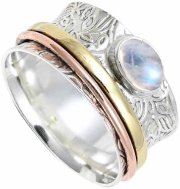 Gemstone Silver Spinner Solid 925 Sterling Silver Meditation Ring For Men Women Gift Item Handmade Jewelry SILVERNROCK ERG1215AA